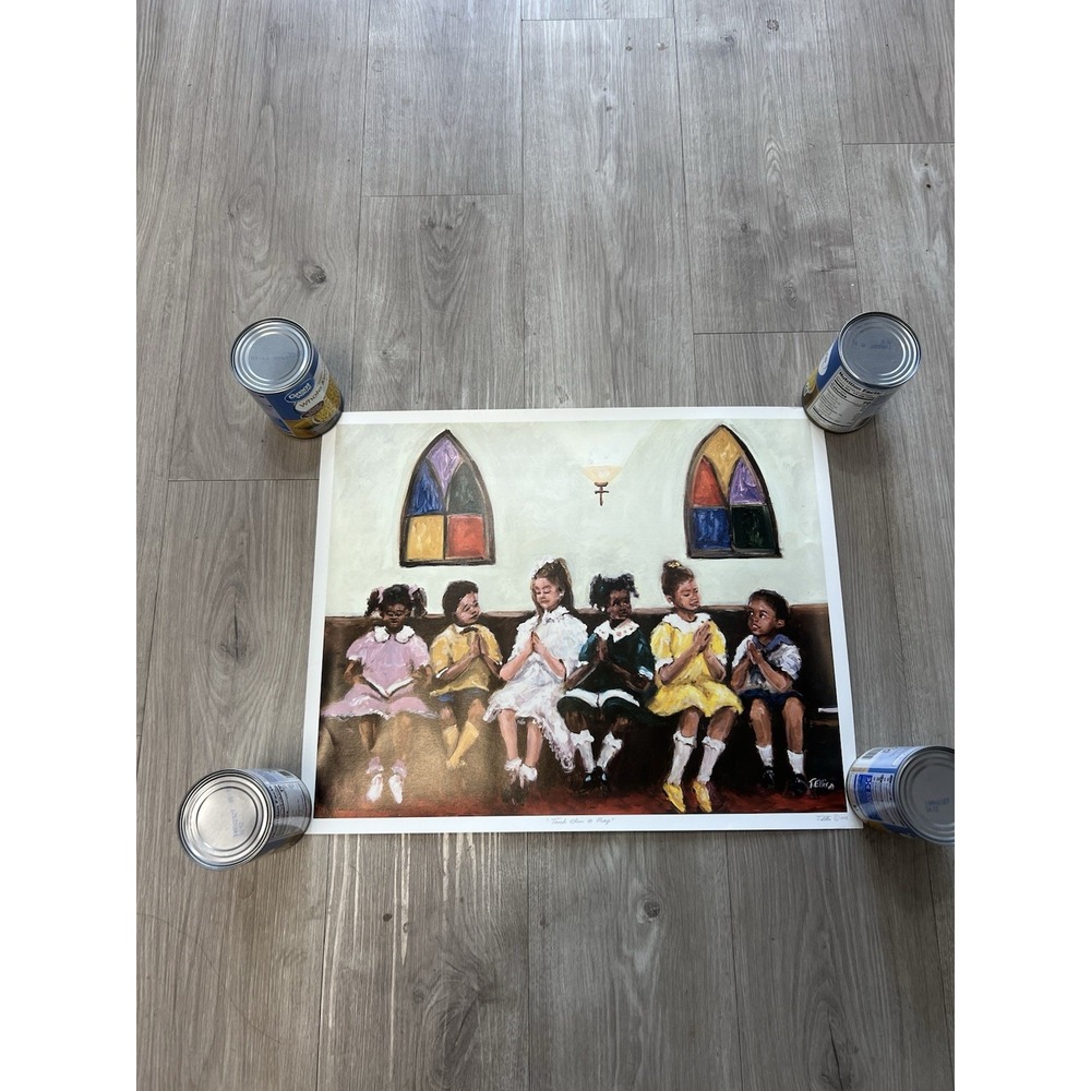 T.ELLISA "TEACH THEM TO PRAY" AFRICAN AMERICAN LITHOGRAPH 1998